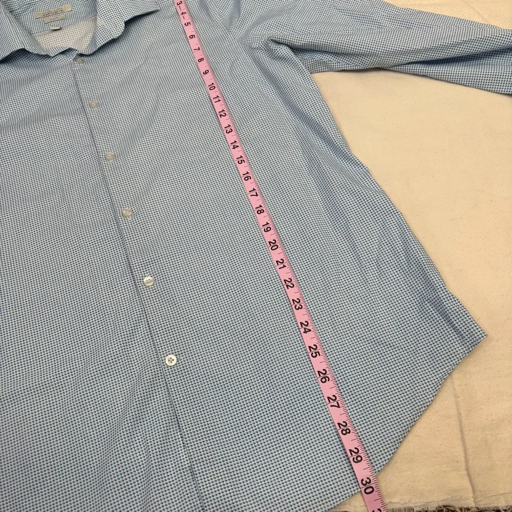 Perry Ellis Portfolio Slim Fit Men’s Button Down Shirt Blue Multi 16.5 34/35 EUC